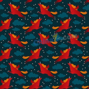 飞天红麒麟矢量图案背景